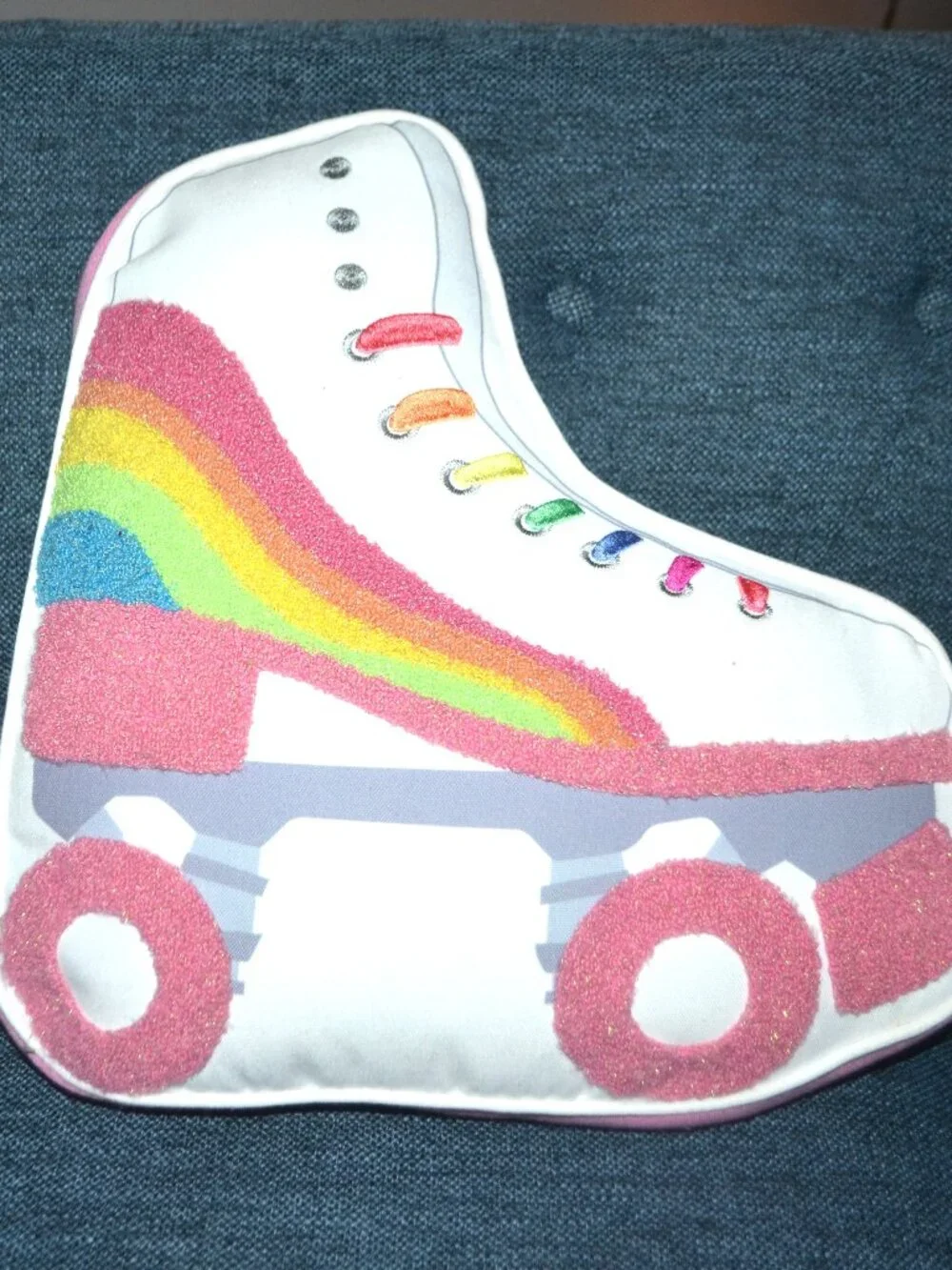 Roller Skating Pillow Retro Chenille Accent Any Age
